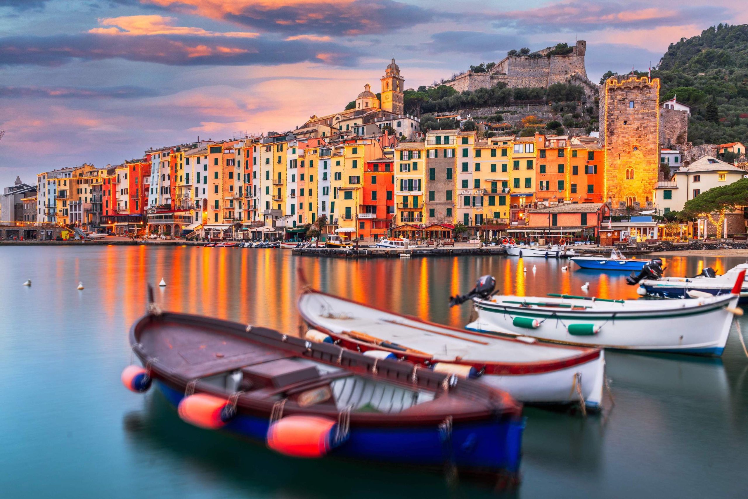 Porto Venere, La Spezia, Italy historic town skyline